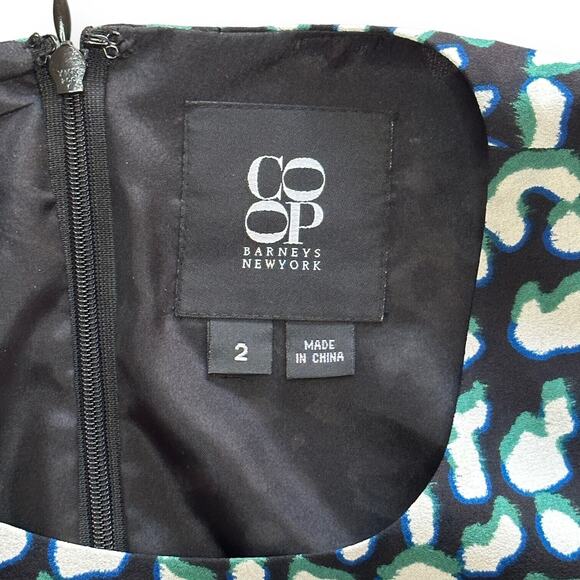 BARNEYS NEW YORK 100% Silk Pleated Dress Pencil Sheath Front Slit Jaguar Size 2 - Picture 6 of 9